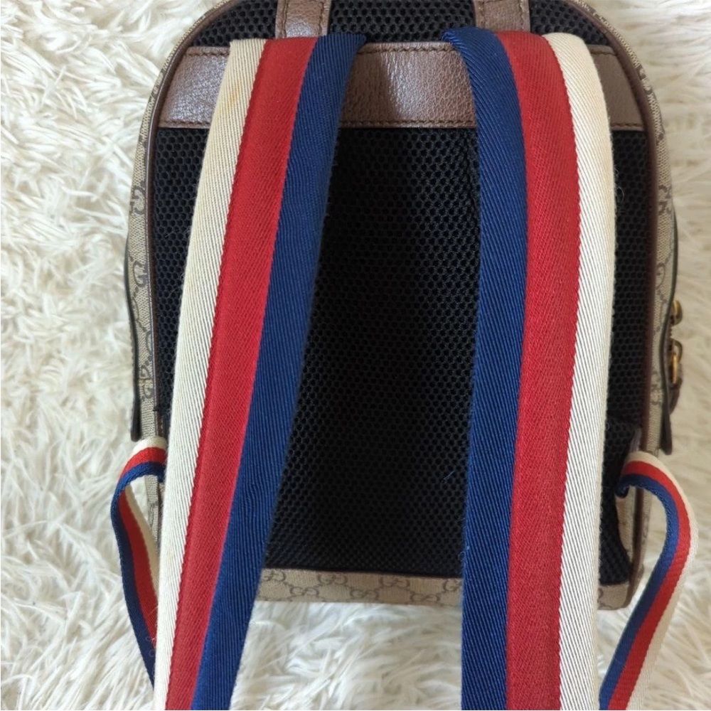 Gucci Beige Cat Print Backpack with Red Accent - Picture 9 of 16